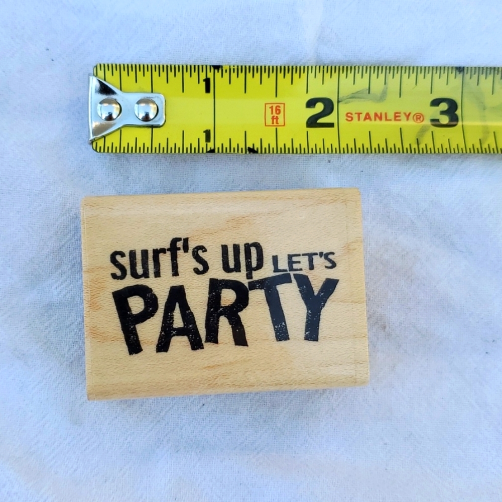 5/$10 Surfs Up Let's Party Wood Stamp
